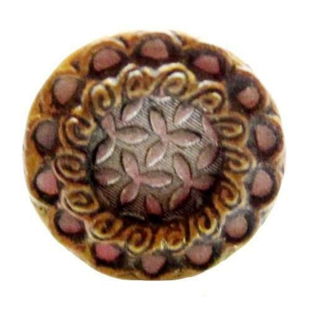 Tiny Two Toned Brass & Silver Toned Floral 9mm Antique‎ Metal Button